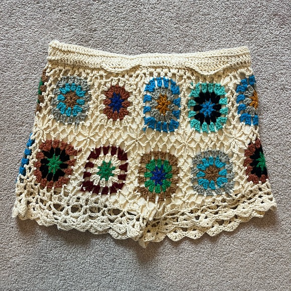 India Boutique Multicolor Crochet Women Shorts - Picture 2 of 4